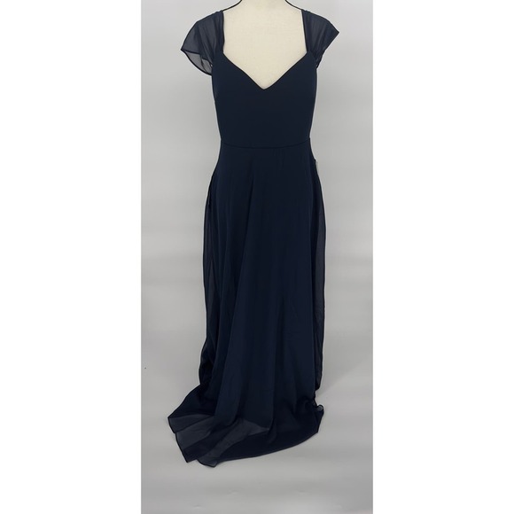 Birdy Grey Convertible‎ Dress Devin Chiffon Navy Size M Bridesmaid Prom Gown NWT - Picture 1 of 13